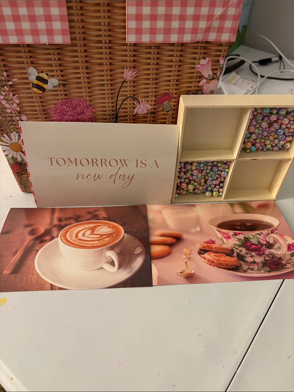 Inspirational 'Tomorrow Is A New Day' Pink & Cream Art Print Trio
